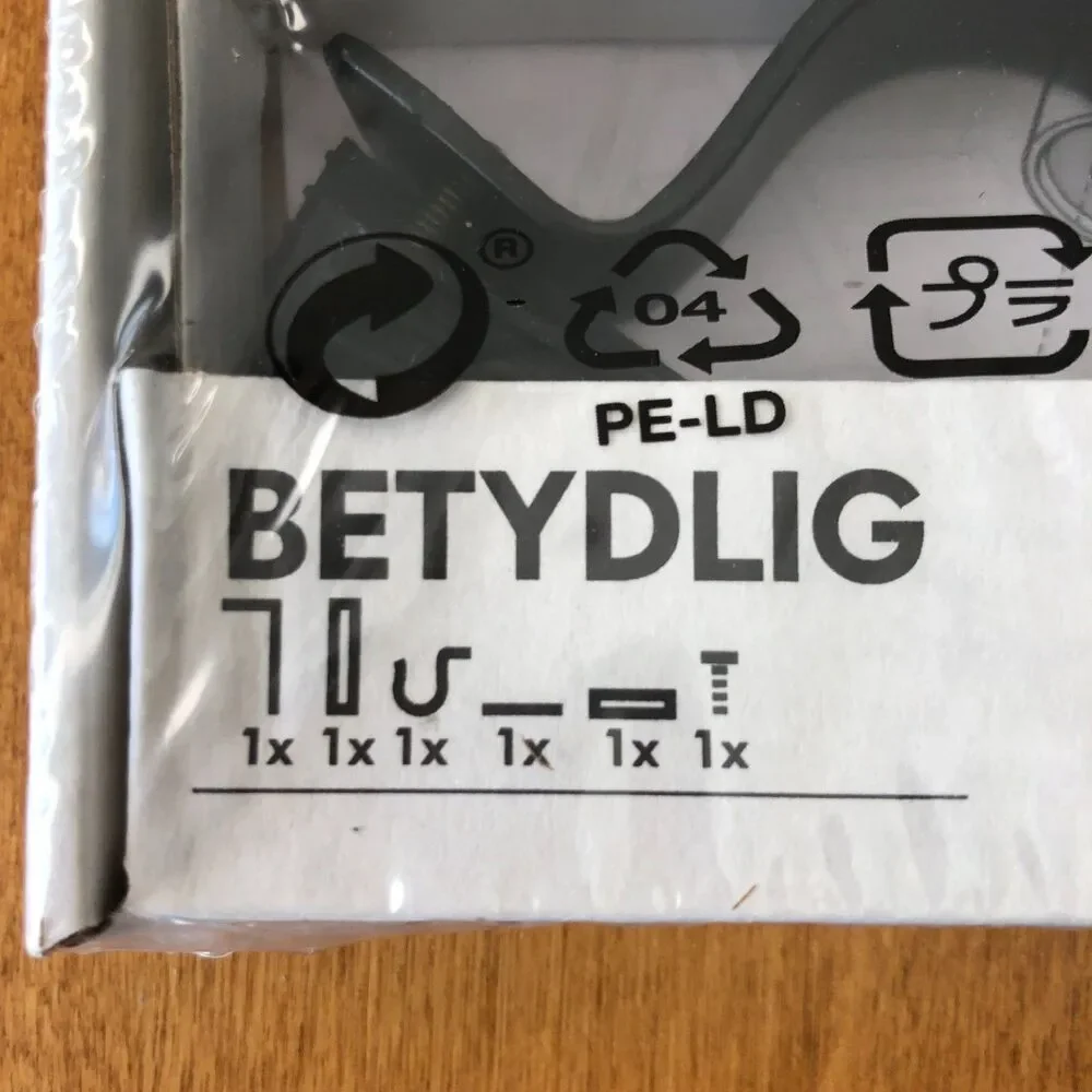 IKEA Betydlig Wall Curtain Rod Bracket Black Set of 2 602.172.28 NEW